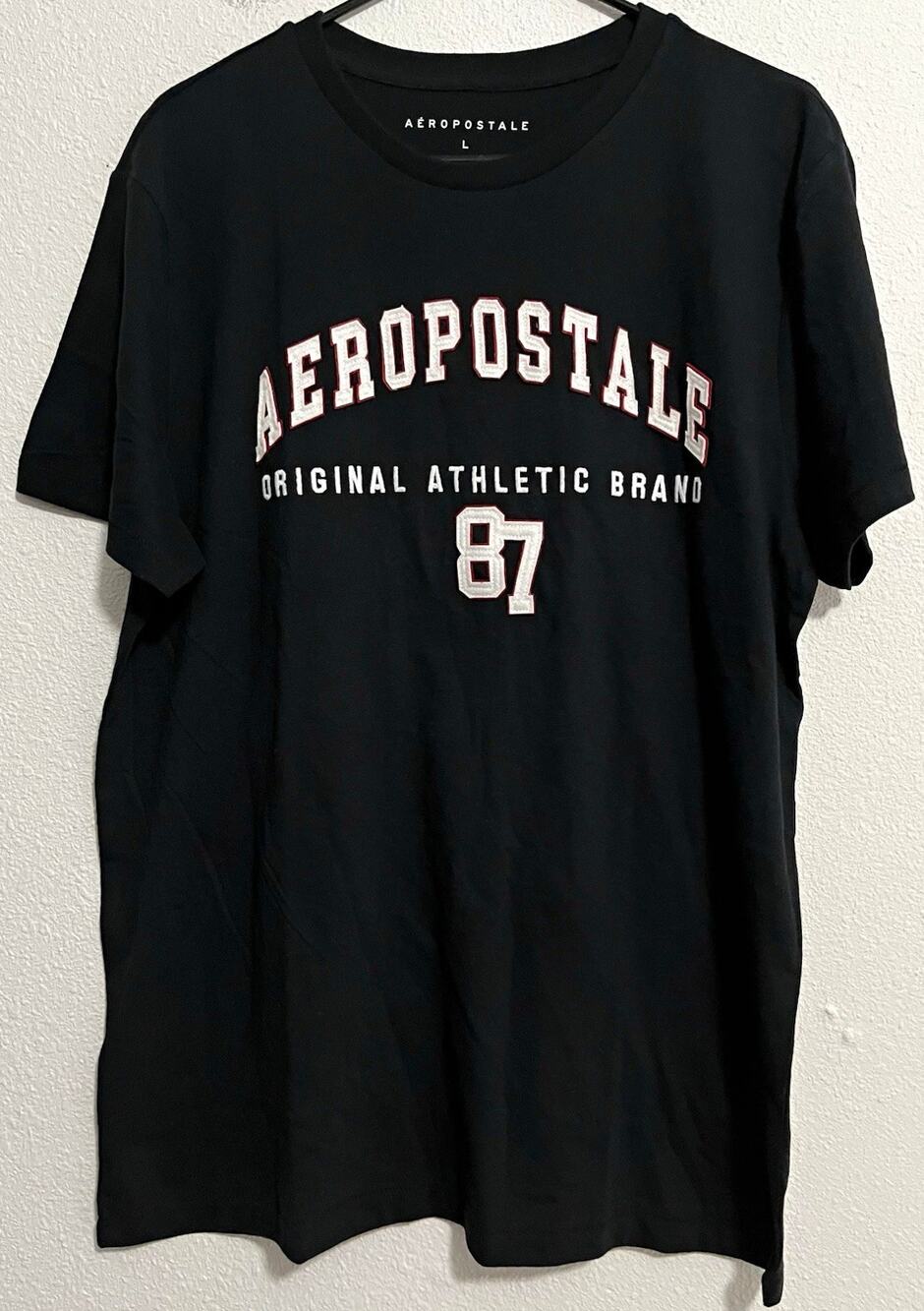 Aéropostale Men’s L Black Logo Graphic Print Crew Neck Short Sleeve T-Shirt